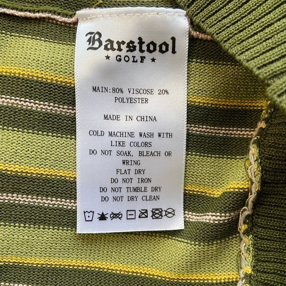 UNRL Barstool Y2K Golf Cardigan Men's M Striped Green Retro Sports Grandpa - Picture 6 of 9